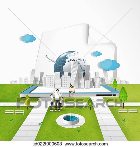 illustration of smart eco city View Large Illustration Drawing - illustration of smart eco city. Fotosearch