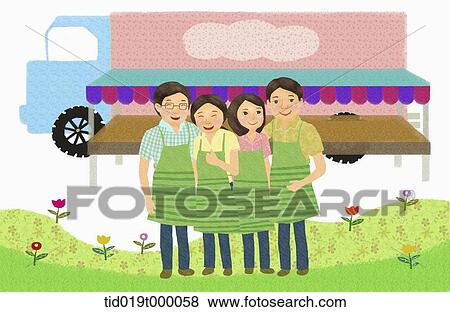 Stock Illustration - illustration of staff of truck restaurant. Fotosearch