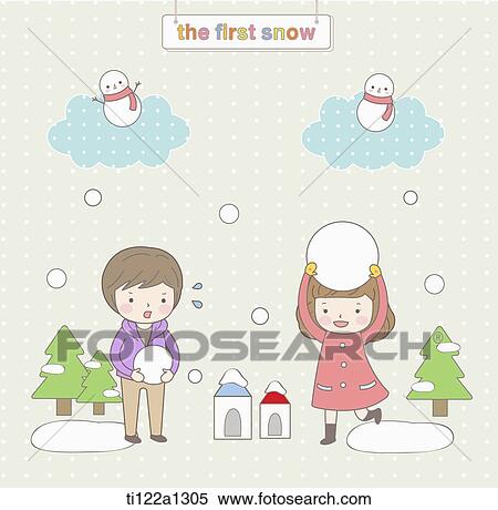 Stock Illustration - illustration of the first snow. Fotosearch