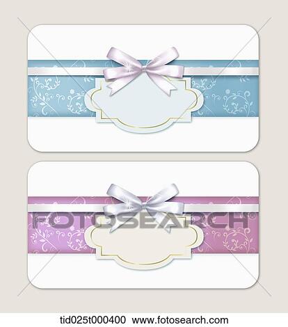 Clipart - illustration of two different color, present like gift cards. Fotosearch