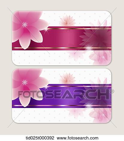 Drawing - illustration of two different color, present like gift cards. Fotosearch