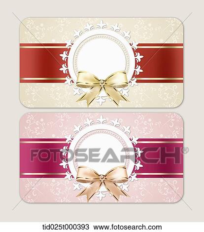 Drawing - illustration of two different color, present like gift cards. Fotosearch