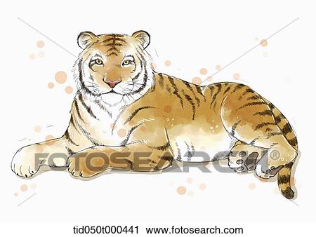 illustration painting of a tiger View Large Illustration Clip Art - illustration painting of a tiger. Fotosearch