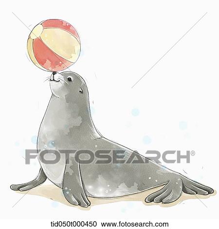 illustration painting of seal View Large Illustration Clipart - illustration painting of seal. Fotosearch