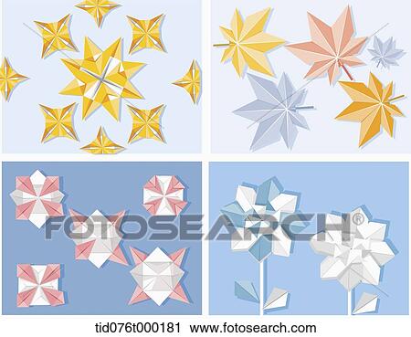 Clip Art - illustration set of origami. Fotosearch