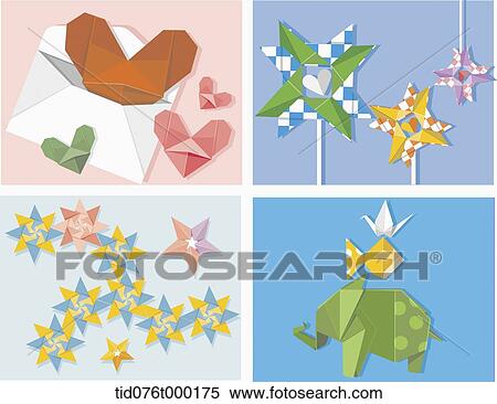 Stock Illustration - illustration set of origami. Fotosearch