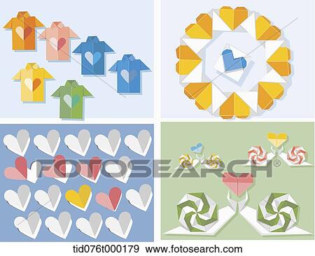 illustration set of origami View Large Illustration Stock Illustration - illustration set of origami. Fotosearch