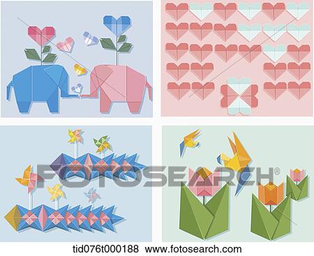 Stock Illustration - illustration set of origami. Fotosearch