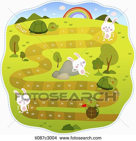 illustration turtle and rabbit race View Large Illustration Stock Illustration - illustration turtle and rabbit race. Fotosearch