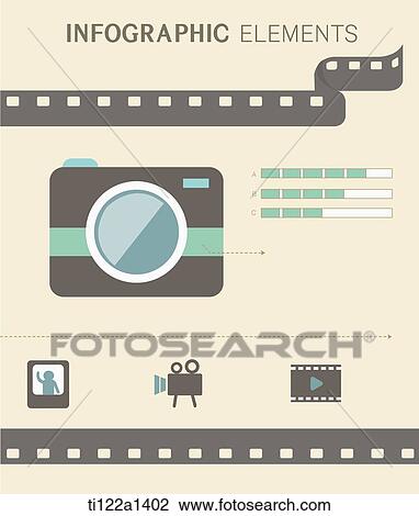 Drawing - infographic elements of a camera. Fotosearch