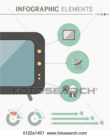Clip Art - infographic elements of a TV. Fotosearch