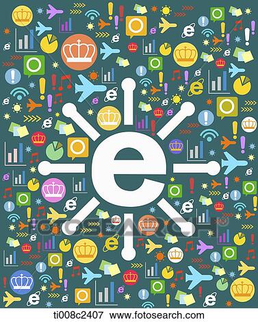 internet sign on background full of icons View Large Illustration Stock Illustration - internet sign on background full of icons . Fotosearch