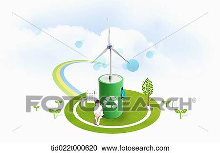 kid on eco friendly green land View Large Illustration Clipart - kid on eco friendly green land . Fotosearch