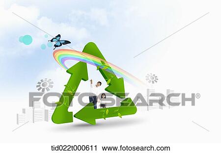 Clip Art - kids on eco friendly green land . Fotosearch