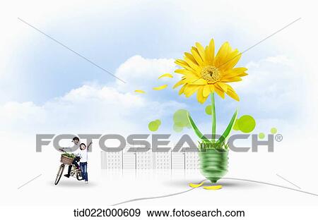 kids on eco friendly green land View Large Illustration Stock Illustration - kids on eco friendly green land . Fotosearch