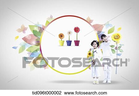 Drawing - letter template featuring flowers. Fotosearch