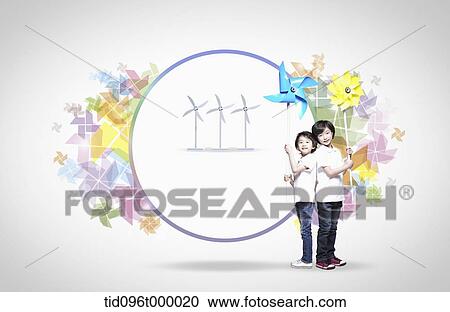 Clipart - letter template featuring pinwheels. Fotosearch