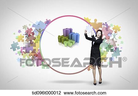 Drawing - letter template featuring puzzles. Fotosearch