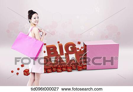 memo template featuring woman with shopping bags View Large Illustration Stock Illustration - memo template featuring woman with shopping bags. Fotosearch