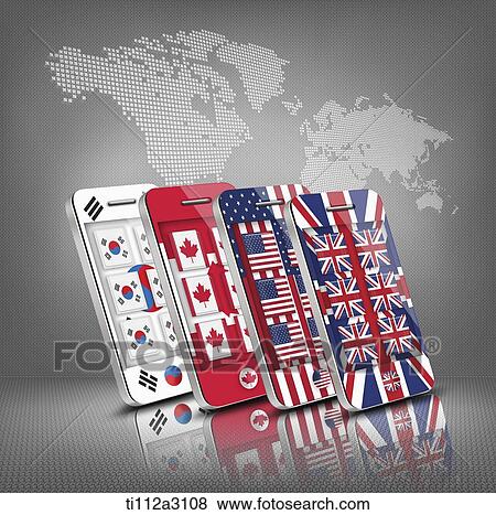 mobile devices looking like flags View Large Illustration Stock Illustration - mobile devices looking like flags. Fotosearch