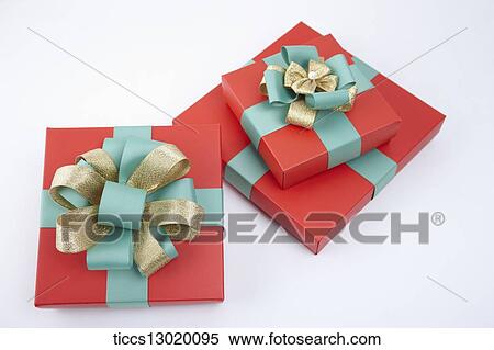 Stock Illustration - red gift boxes with nice ribbons. Fotosearch