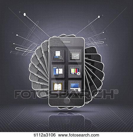 Stock Illustration - several mobile devices. Fotosearch
