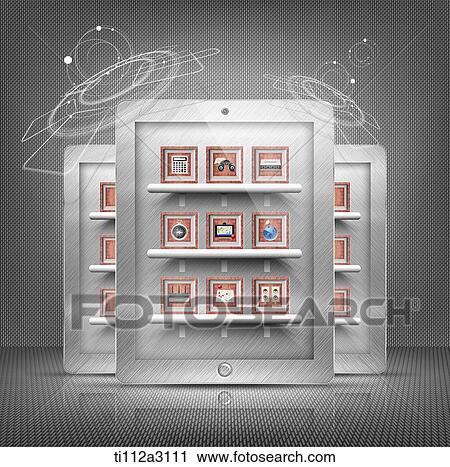 Clip Art - silver tablet devices. Fotosearch