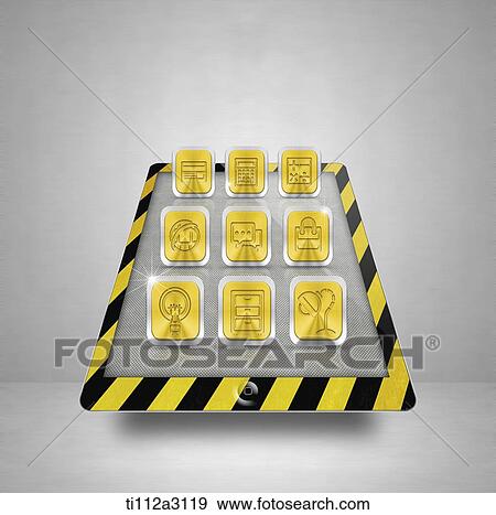 Stock Illustration - tablet devices with icons on top. Fotosearch