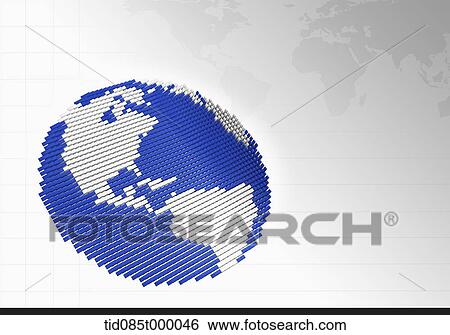 Stock Illustration - the globe in blue and white colors. Fotosearch
