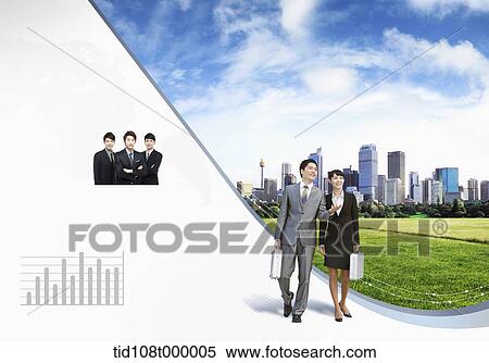 Stock Illustration - two business people walking. Fotosearch