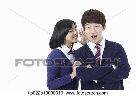 a boy and a girl in school uniforms View Large Photo Image Stock Photo - a boy and a girl in school uniforms. Fotosearch