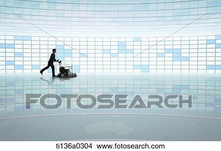 a business man pushing baggage View Large Photo Image Picture - a business man pushing baggage. Fotosearch