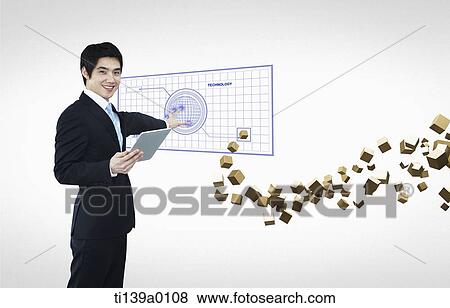 a businessman touching a graph on the wall View Large Photo Image Stock Photo - a businessman touching a graph on the wall. Fotosearch