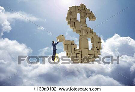 a businessman with dollar made out of woos View Large Photo Image Stock Image - a businessman with dollar made out of woos. Fotosearch
