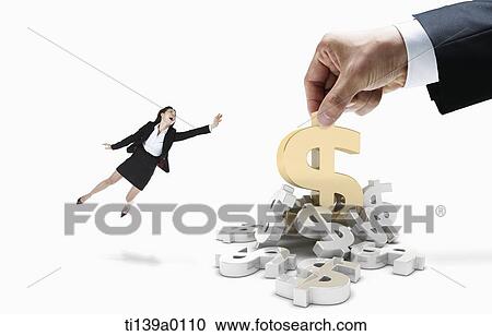 a businesswoman flying to a dollar View Large Photo Image Stock Image - a businesswoman flying to a dollar. Fotosearch