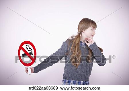 a girl holding boards saying no smoking View Large Photo Image Stock Photo - a girl holding boards saying no smoking. Fotosearch