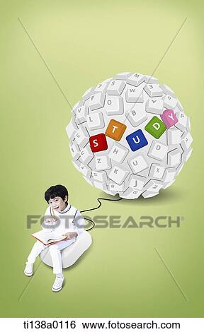 a kid with a round keyboard View Large Photo Image Stock Photograph - a kid with a round keyboard. Fotosearch