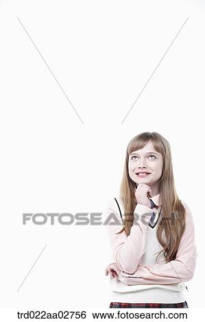 a student in uniform thinking on white background View Large Photo Image Stock Photograph - a student in uniform thinking on white background. Fotosearch