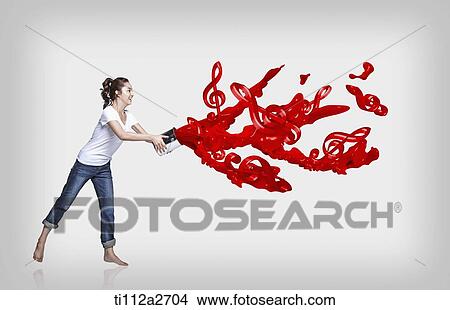 a woman spreading musical notes View Large Photo Image Picture - a woman spreading musical notes. Fotosearch