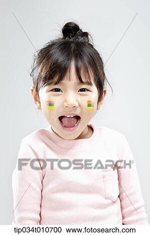 close up of a girl with face paint laughing View Large Photo Image Stock Image - close up of a girl with face paint laughing. Fotosearch
