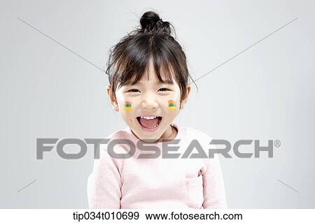 close up of a girl with face paint laughing View Large Photo Image Stock Photo - close up of a girl with face paint laughing. Fotosearch