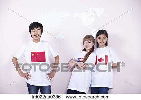 kids with Chinese, American and Canadian flags on their t-shirts View Large Photo Image Stock Image - kids with Chinese, American and Canadian flags on their t-shirts. Fotosearch