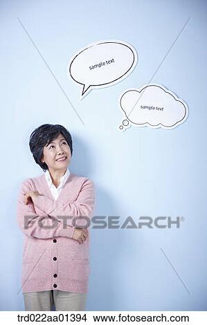 middle aged woman with two speech bubbles View Large Photo Image Picture - middle aged woman with two speech bubbles. Fotosearch
