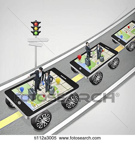mobile devices with wheels and people on them View Large Photo Image Stock Photography - mobile devices with wheels and people on them. Fotosearch