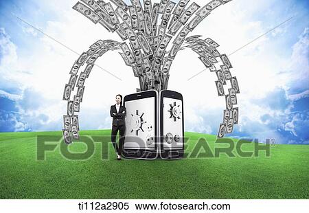 money flying in the air from behind mobile devices View Large Photo Image Stock Photography - money flying in the air from behind mobile devices. Fotosearch