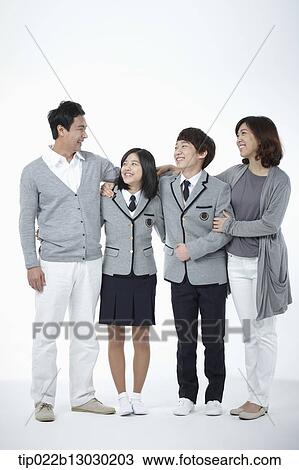 parents next to children with school uniforms View Large Photo Image Stock Image - parents next to children with school uniforms. Fotosearch