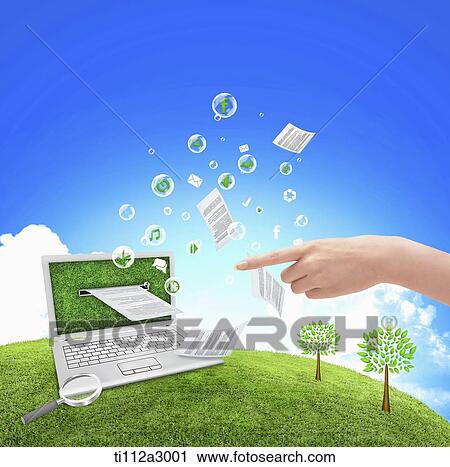 sheets of paper coming out from a laptop screen View Large Photo Image Stock Image - sheets of paper coming out from a laptop screen. Fotosearch