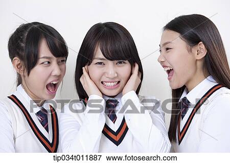 students in uniform shouting at a friend View Large Photo Image Stock Photo - students in uniform shouting at a friend. Fotosearch