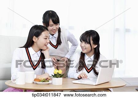 students in uniform studying together in a room View Large Photo Image Stock Photo - students in uniform studying together in a room. Fotosearch