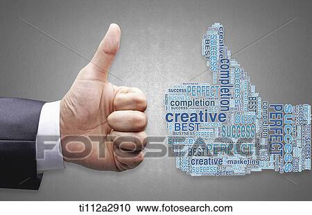 thumbs up by a man and creative words View Large Photo Image Stock Image - thumbs up by a man and creative words. Fotosearch